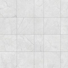 Poster - Seamless pattern of white marble tiles with subtle gray veining.