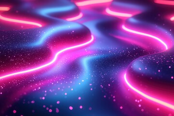 Poster - Abstract Neon Lights and Glittering Surface