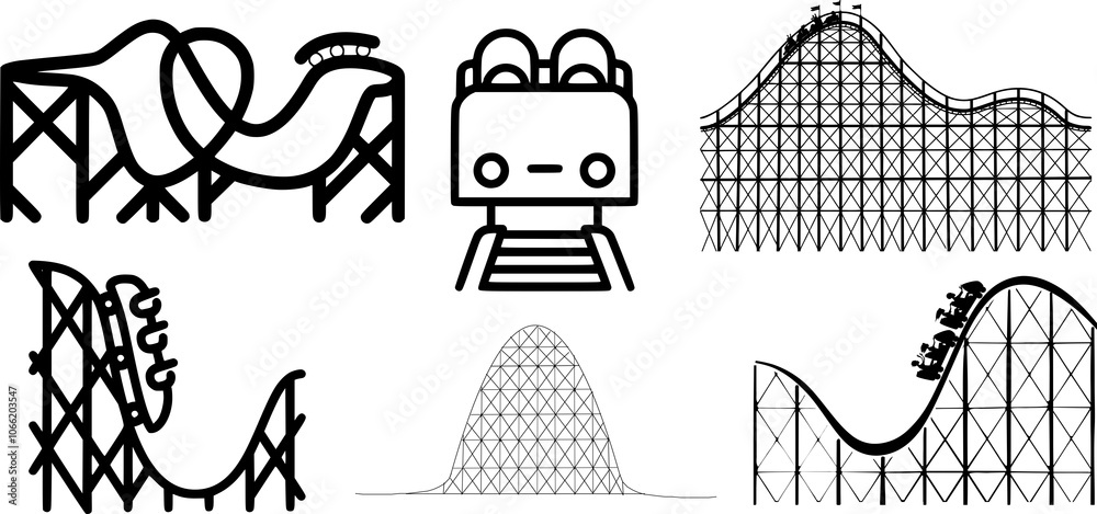 Stockvektorbilden Roller Coaster Vector Set | Amusement Park Ride Icons ...