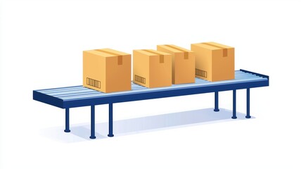 Poster - Packages on Conveyor for Smooth Sorting and Assembly