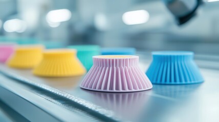 Poster - Vibrant 3D Printed Products on Assembly Line