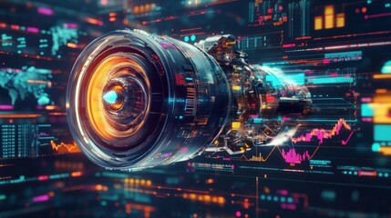 Poster - Futuristic Engine in Digital World