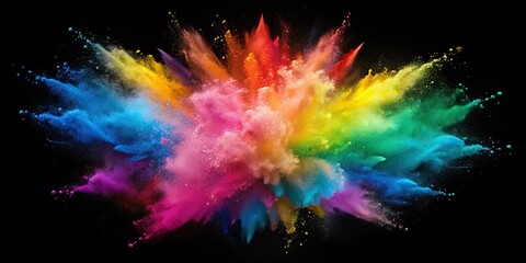 Wall Mural - Colorful powder explosion on background, color, powder, explosion,background, vibrant, vivid, abstract, celebration, party