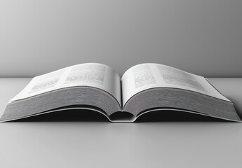 Poster - Open Book with Textured Pages Against a Grey Background