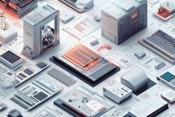 Poster - Isometric Tech Abstract