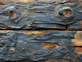 Poster - Close-up of Weathered Wood with Knots and Grain Patterns