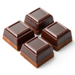 © Nirmal - The nut chocolate,Directly above shot of cherries in box against white background,Pile of chocolate square candies with cocoa filling isolated on a white background.