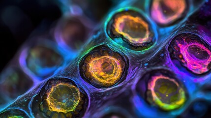 Poster - Abstract Microscopic Image of Colorful Circular Structures