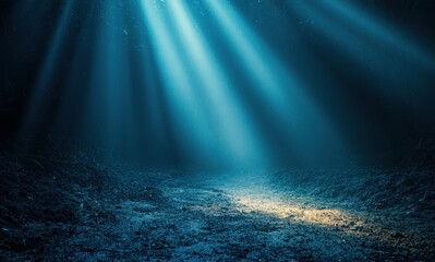 Aufkleber - A Pathway Through a Dark and Foggy Forest Illuminated by Sunbeams