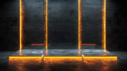 Poster - Illuminated Concrete Platform with Glowing Lines