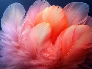 Poster - Close-up of Delicate Pink and Orange Feathers