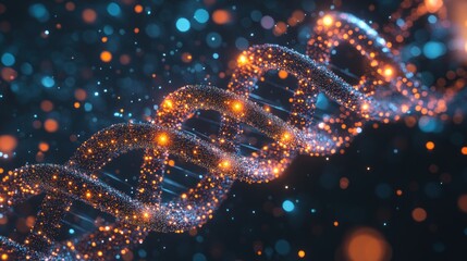 Poster - A Double Helix of Sparkling Particles Against a Dark Background