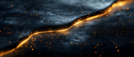 Poster - A mesmerizing abstract background featuring glowing lines and sparks on a dark surface.