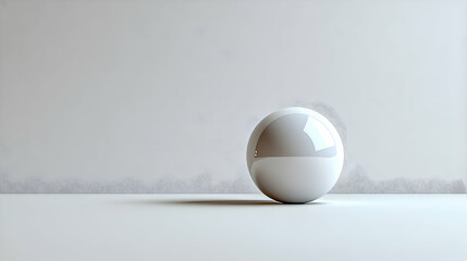 Poster - A simple, sleek white sphere placed on a flat surface against a neutral background.
