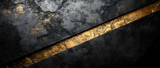 Poster - Abstract textured background with gold accents on dark stone, ideal for design and art projects.