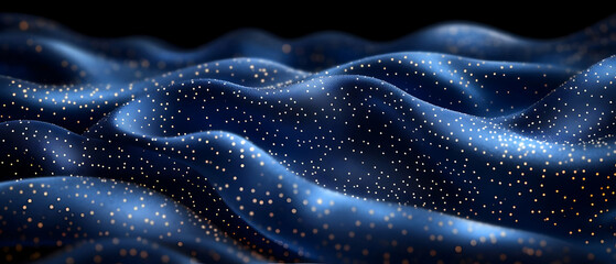 Poster - Abstract blue waves with sparkling dots, creating a mesmerizing depth and texture against a dark background.