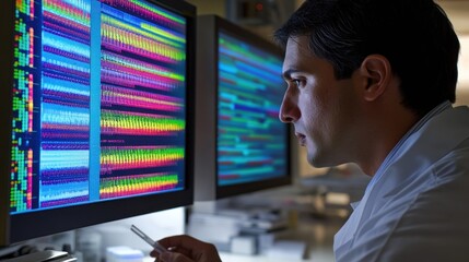 Poster - Scientist Analyzing Data on Computer Screen