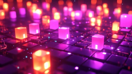Poster - Abstract Neon Cityscape