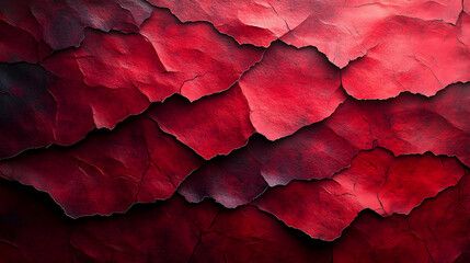 Poster - Textured red paper layers create a vibrant abstract background.