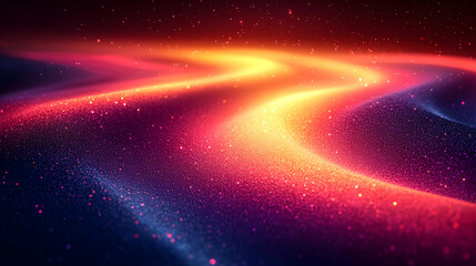 Poster - Abstract colorful wave pattern with glowing effects on a dark background, creating a sense of depth and movement.