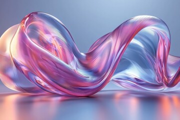 Aufkleber - Abstract iridescent glass sculpture with flowing lines