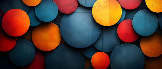 Poster - Colorful abstract circles on a dark background, creating a vibrant and dynamic visual effect.