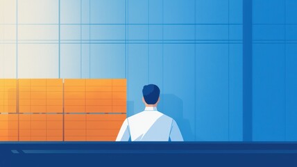 Poster - Manager Overseeing Quality in a Stocked Warehouse