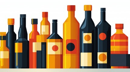 Poster - Bottles in a Factory with Quality Assurance Labels
