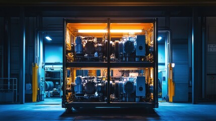 Poster - Industrial Machinery in a Warehouse