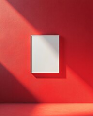 Aufkleber - Minimalist Modern Mockup with Empty Frame on Vibrant Red Wall