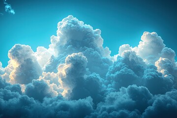 Aufkleber - A Dense Accumulation of White Clouds Against a Vibrant Blue Sky
