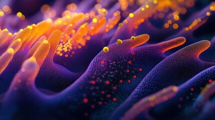 Poster - Abstract Macro Image of a Wavy, Textured Surface with Glowing Spots