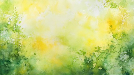 Poster - Delicate watercolor background with soft shades of green and yellow, blending smoothly in abstract washes. The textured paper adds character.