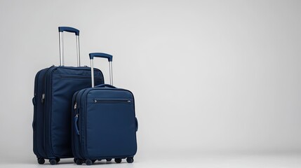Poster - blue travel suitcases ready for adventure in a minimalist setting generative ai