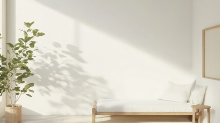 Aufkleber - Serene Minimalist Japanese Bedroom with Natural Light - Perfect for Zen Lifestyle and Earth Day Decor