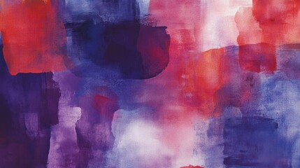 Fototapete - Rich, bold watercolor background in deep shades of red, purple, and blue, with abstract patterns and textures forming across the canvas.