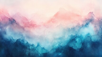 Poster - Soft, flowing watercolor background with pastel blues and pinks blending into one another in a calm, ethereal gradient.