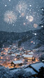 © Ainima Art - New Year’s Eve Fireworks in Anime Style: Midnight Cityscape Art