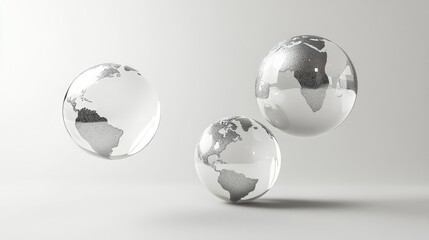 Poster - Levitating Transparent Globes Depicting Earths Continents in Space Generative AI