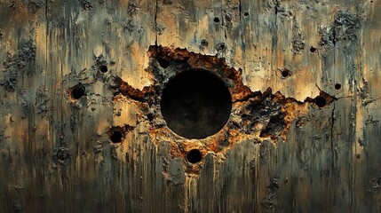 Wall Mural - weathered wood texture with holes and cracks