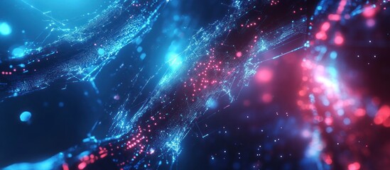 Poster - Abstract Digital Art with Blue and Red Lights