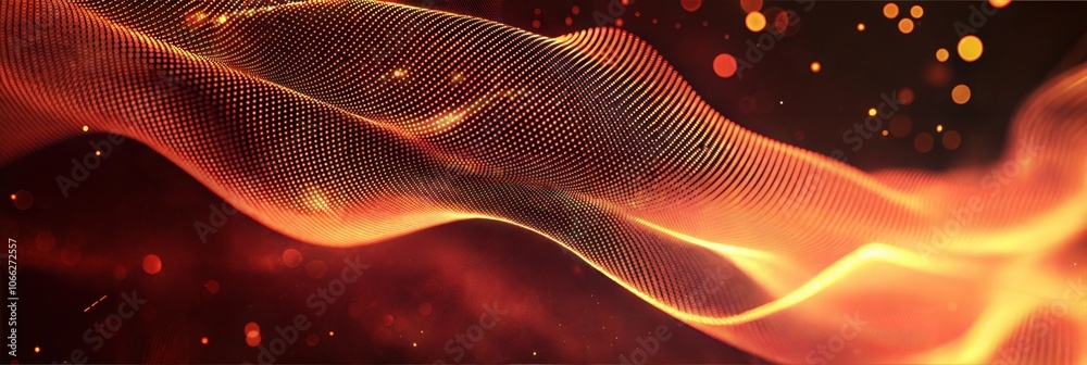 Abstract Fiery Wave with Warm Glow and Particle Effects - Panoramic ...