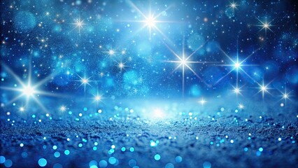 Wall Mural - Crystal blue starry background with a glowing glitter effect, crystal, blue, stars, glow, glitter, abstract, background