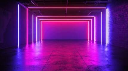 Poster - Neon Lights Tunnel