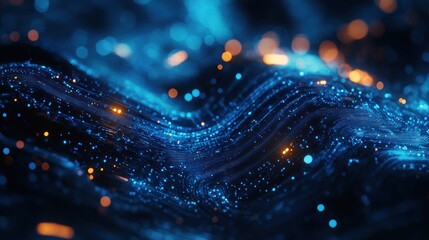 Poster - Abstract Blue and Orange Digital Wave