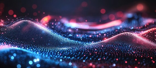Poster - Abstract Digital Waves in Red and Blue