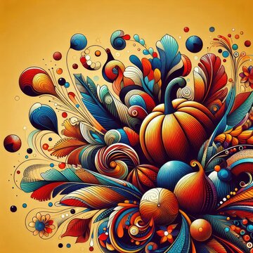  a vibrant graphic art piece happy thanksgiving