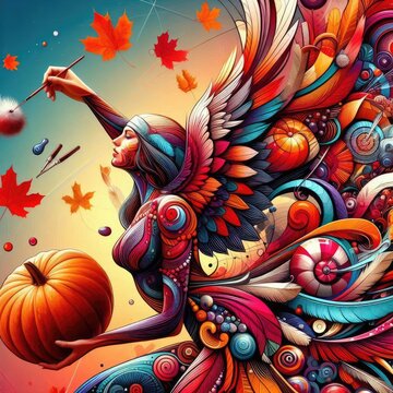  a vibrant graphic art piece happy thanksgiving