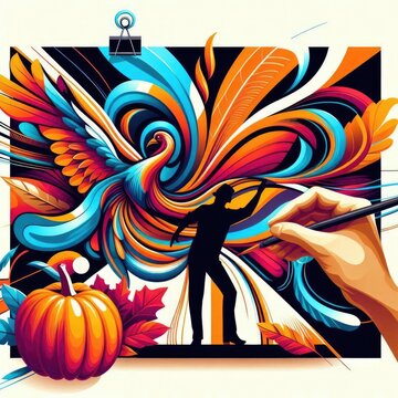  a vibrant graphic art piece happy thanksgiving