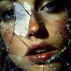 Canvas Print - Shattered Beauty: A Portrait of Vulnerability